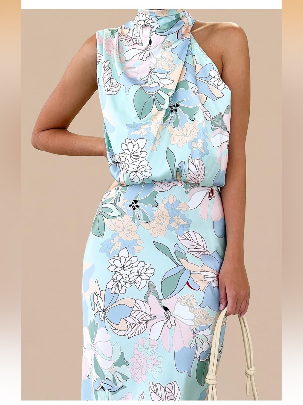 Summer Satin Maxi Cocktail Dress M. 2953/bb12-3:v - Picture 3 of 8